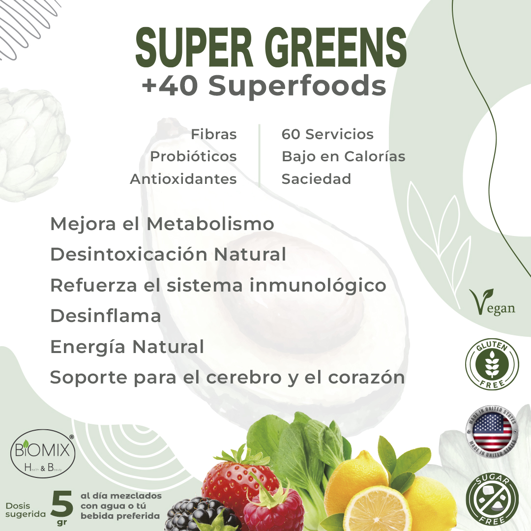 Super Greens Polvo Superfoods con Probióticos