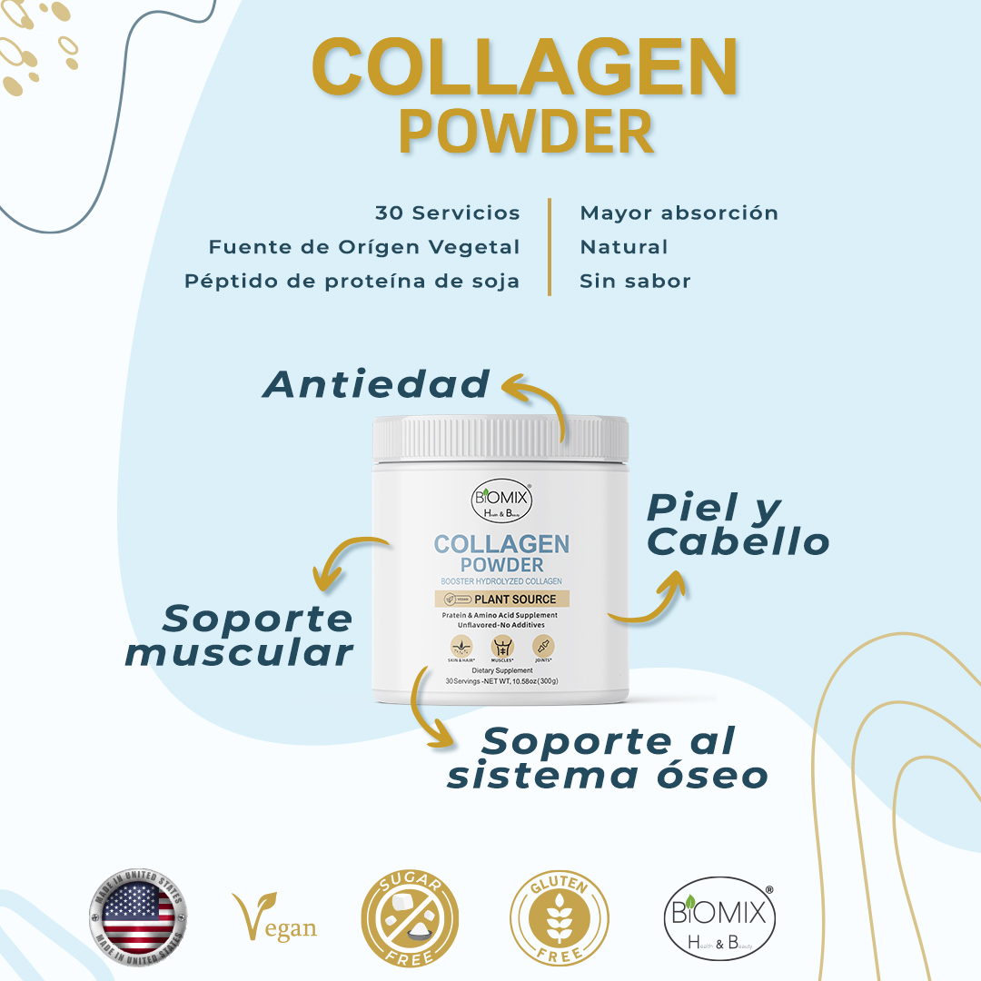Colágeno Hidrolizado Vegano Sin Gluten, Sin Sabor