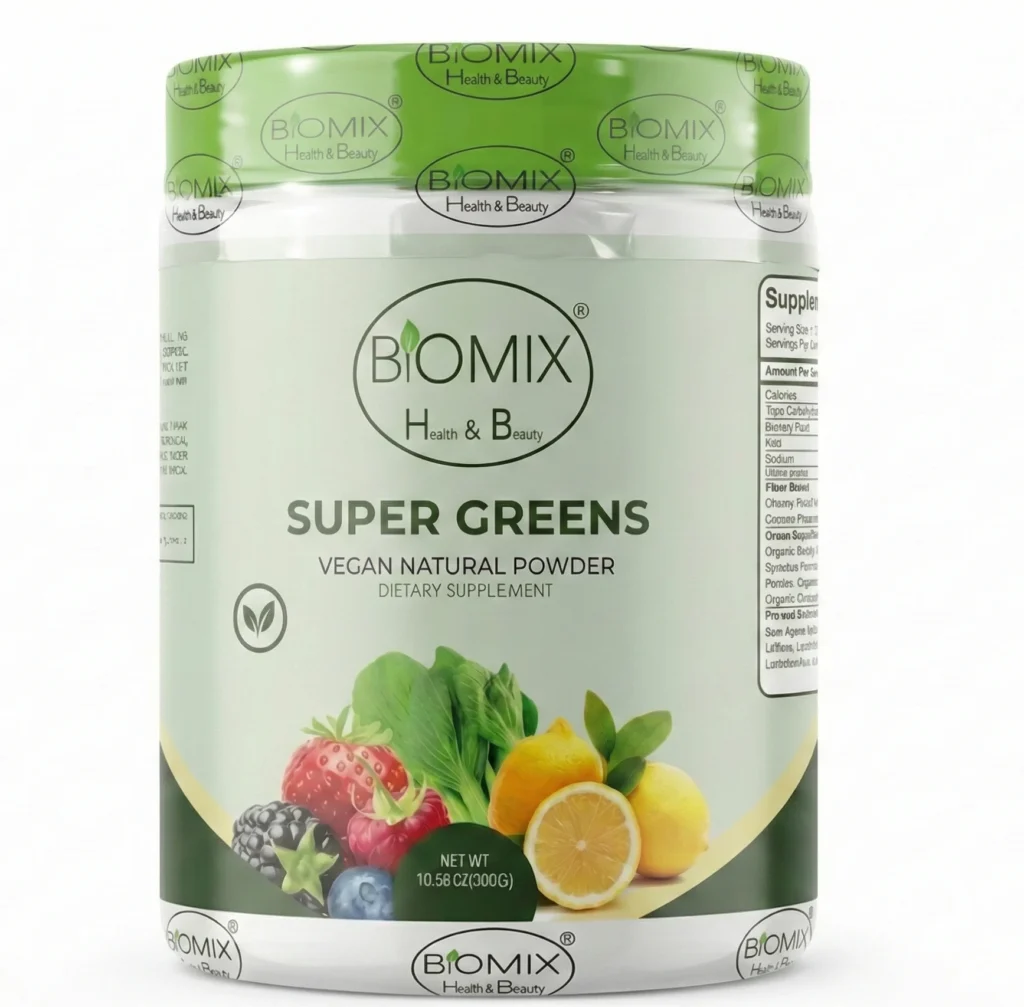 Super Greens Polvo Superfoods con Probióticos, Antioxidantes, Fibras y Enzimas para preparar malteadas sin Azúcares ni Gluten