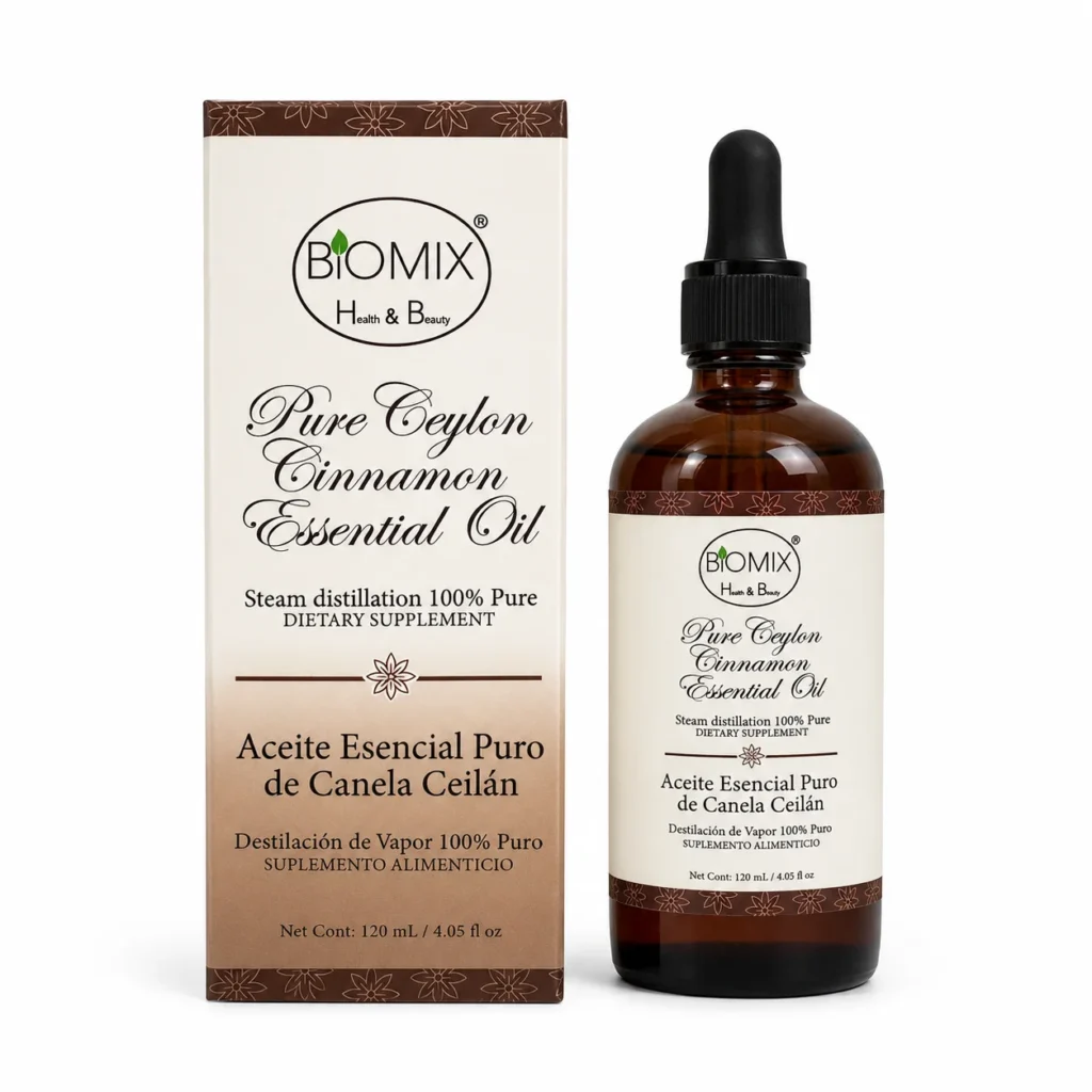 Aceite Esencial de Canela Ceilán 100% Puro, Alimenticio Premium 120ml — 2400 Gotas, Aromaterapia, Difusor, Repostería y Bebidas, Frasco Ámbar.