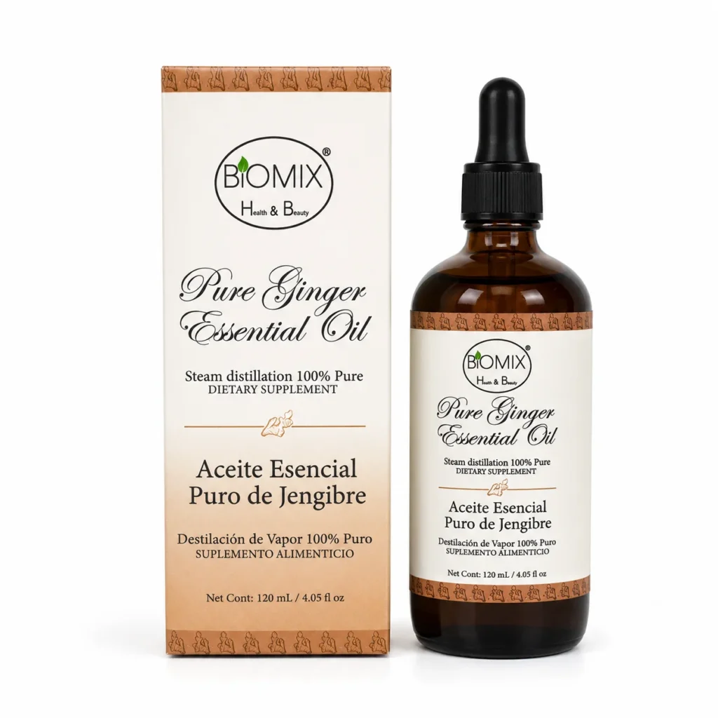 Aceite Esencial de Jengibre 100% Puro, Alimenticio Premium 120ml — 2400 Gotas
